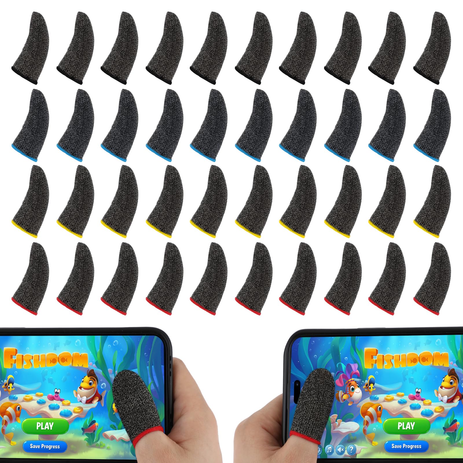 Tyqour 40Pcs Finger Sleeves Thumb Sleeves Mobile Gaming Finger Gloves for Gaming Dedales Gamer for Men Women Mobile Phone Game